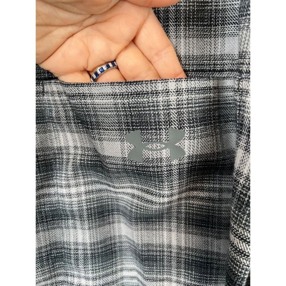 Under Armour Tradesmen Flex Fitted Plaid Flannel Button Down Shirt Size XXL Grey - Picture 4 of 7